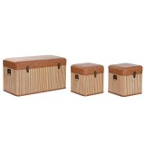 Cumpara ieftin Set de Cufere Home ESPRIT Maro Natural Poliuretan Bambus Oriental 80 x 40 x 44 cm 80 x 40 x 45 cm (3 Unități)