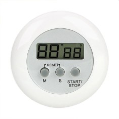 Timer pentru bucatarie afisaj LCD, magnetic, diametru 6.5 cm, alb