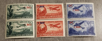 REPUBLICA POPULARA ROMANA 1952 POSTA AERIANA IN BLOCURI DE 2 SUPRATIPAR MNH foto