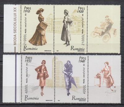 ROMANIA 2003 LP 1623 a MODA SECOLULUI XX SERIA CU VINIETE DREAPTA MNH foto