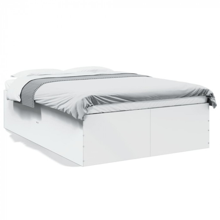 Cadru de pat, alb, 120x190 cm, lemn prelucrat GartenMobel Dekor