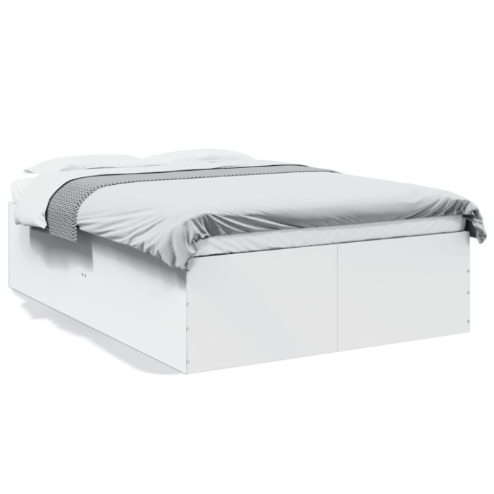vidaXL Cadru de pat, alb, 140x200 cm, lemn prelucrat