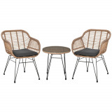 Cumpara ieftin Outsunny Set Mobilier Verandă 3 Piese din Răchită, Set Exterior cu Masă și Scaune, Design Elegant pentru Patio, Gri | Aosom Romania