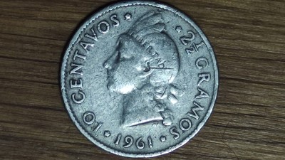 Republica Dominicana - moneda exotica argint 900 - 10 centavos 1961 - greu de gasit ! foto