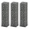 Set 3 Gabioane vidaXL S&acirc;rmă Galvanizată 25x25x100cm Argintiu. Coșuri Pietre, Decor Gradina, Perete Stabil, Montaj Ușor