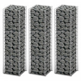VidaXL Set gabioane, 3 buc, s&acirc;rmă galvanizată, 25 x 25 x 100 cm