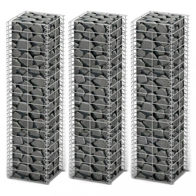 Gossi set gabioane, 3 buc, sarma galvanizata, 25 x 25 x 100 cm foto