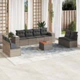 VidaXL Set canapele de grădină, 9 piese, cu perne, gri, poliratan