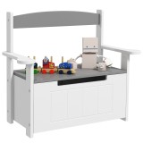 AIYAPLAY Cutie de jucării pentru copii 2 &icirc;n 1 și banc cu spătar și brațe - piston pneumatic 68,5L x 34l x 58H cm | Aosom Romania