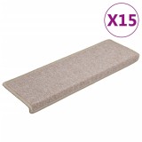 Cumpara ieftin Covorase pentru scari, 15 buc., 65x21x4 cm, margini dreptunghiulare, gri taupe