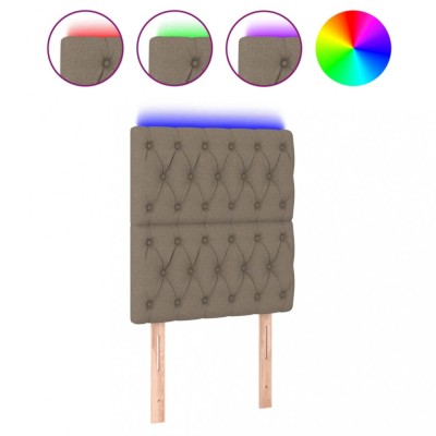 Tablie de pat cu LED, gri taupe, 80x7x118/128 cm, textil foto