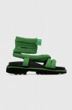 Tommy Jeans sandale CHUNKY SANDAL femei, culoarea verde, cu platforma, EN0EN02073