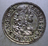 G.324 AUSTRIA LEOPOLD I 3 KREUZER 1668 XF/AUNC HALL ARGINT VARIANTA 1, Europa