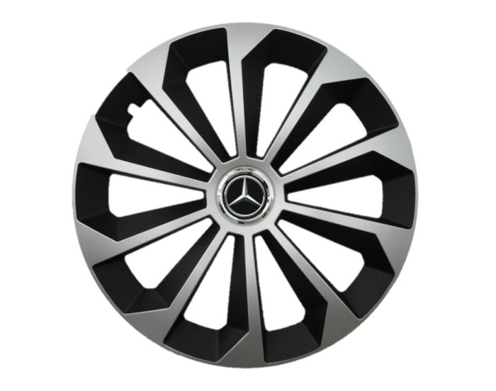 Set 4 capace roti Fame Gri-Negru cu inel R14, pentru gama auto Mercedes-Benz