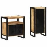 Cumpara ieftin Set de mobilier pentru baie 2 buc. Maro si negru
