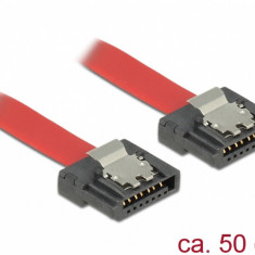 Cablu SATA III FLEXI 6 Gb/s 50 cm Rosu metal, Delock 83835