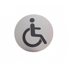Semn indicator inox toaleta persoane cu dizabilitati , &Oslash; 8 cm - autoadeziv