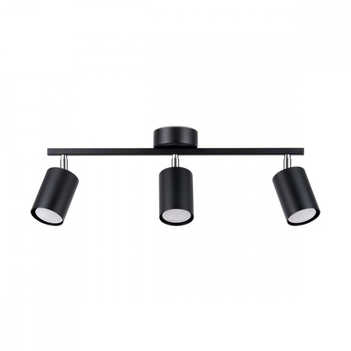 Lampă De Tavan Lemmi Negru Oțel 3 Becuri Tub Minimalist De Interior