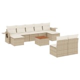 Cumpara ieftin Set canapele de gradina cu perne, 10 piese, bej, poliratan