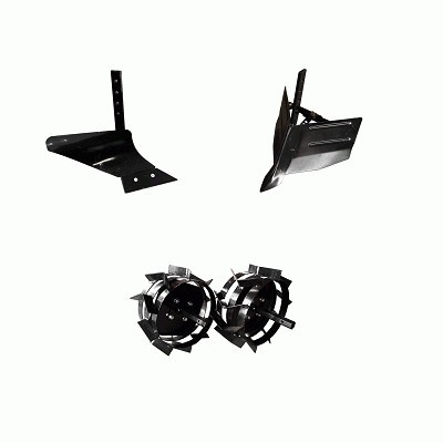 Pachet accesorii motocultor, Plug arat + Plug bilonat + Roti metalice foto