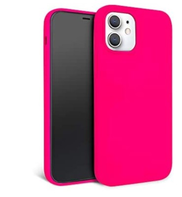 Husa silicon protectie camera cu microfibra Iphone 12 Mini Roz Neon foto