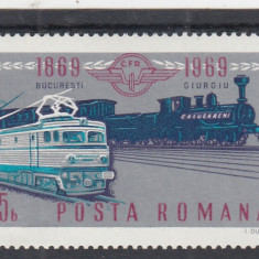 ROMANIA 1969 LP 712 - 100 ANI LINIA FERATA BUCURESTI FILARET-GIURGIU MNH