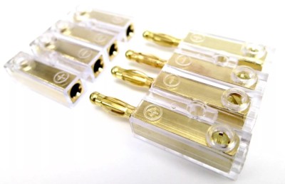 Conector pentru difuzoare 4mm2 aurit mufa/soclu insurubare ACV foto