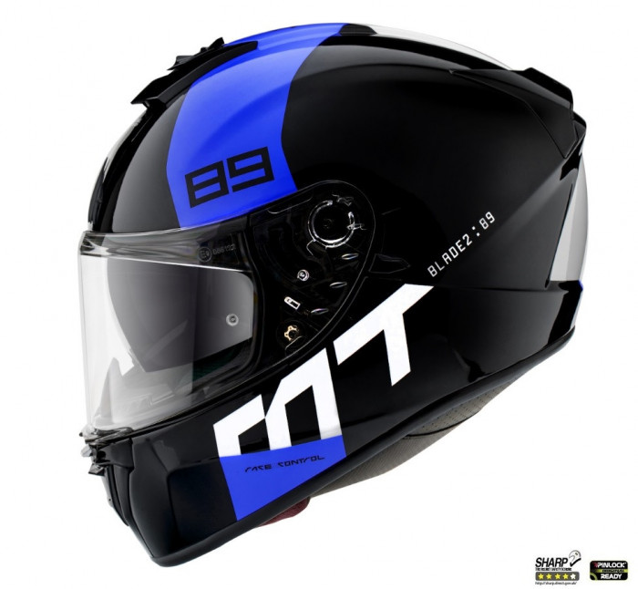 Casca integrala pentru scuter - motocicleta MT Blade 2 SV 89 B7 albastru lucios (ochelari soare integrati) XS (53/54cm)