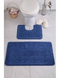 Set 2 Covorase Baie Model Ethnic 2582, Marimi 50 x 80 40 x 50 cm, Albastru, Inaltime Fir 0, Antiderapant, Antialergic, Polipropilena