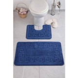 Set 2 Covorase Baie Model Ethnic 2582, Marimi 50 x 80 40 x 50 cm, Albastru, Inaltime Fir 0, Antiderapant, Antialergic, Polipropilena