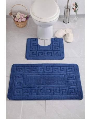 Set 2 Covorase Baie Model Ethnic 2582, Marimi 50 x 80 40 x 50 cm, Albastru, Inaltime Fir 0, Antiderapant, Antialergic, Polipropilena