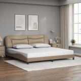 VidaXL Cadru de pat cu tăblie, cappuccino, 200x200 cm, piele ecologică