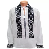 Cumpara ieftin Camasa Barbateasca Traditionala Alba cu Motiv Floral Negru - CTI24