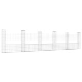 Cumpara ieftin Cos gabion in forma de U cu 6 stalpi, 620x20x150 cm, fier