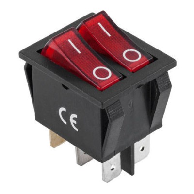 Intrerupator IRS2101 ON-OFF dublu 6 pini rosu 15A 250VAC foto