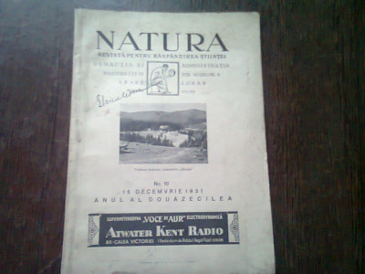 REVISTA NATURA NR.10/1931 foto