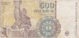 Bancnotă Rom&acirc;nia 500 lei 1991 Constantin Br&acirc;ncuși, serie B.0024