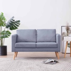 vidaXL Canapea cu 2 locuri, material textil, gri deschis