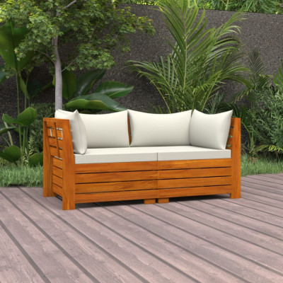 vidaXL Canapea de grădină cu 2 locuri, cu perne, lemn masiv de acacia foto