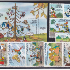 ROMANIA 1986 LP 1153 LP 1154 DESENE WALT DISNEY II SERIE + COLITA DANTELATA MNH