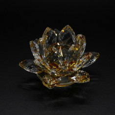 Floare de lotus galbena din cristal de sticla - 8cm