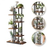 Suport pentru ghivece de flori si plante, raft modern, negru și maro inchis, JollyMag, SZ16CZ, 113x60x20cm