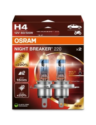 Set 2 becuri auto Osram H4 Night Breaker +220% 12V 60/55W foto