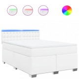 Cumpara ieftin Pat box spring cu saltea, alb, 140x200 cm, piele ecologica
