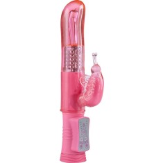 Vibrator Iepuras Happy Hugging, TPE, Roz, 22.5 cm