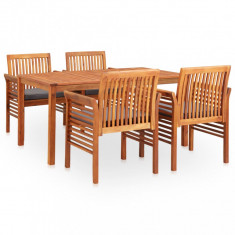 Set mobilier de exterior cu perne 5 piese, lemn masiv de acacia