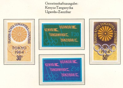 Kenya, Uganda, Tanganyica 1964 Mi 132/35 MNH - JO Vara, Tokyo foto