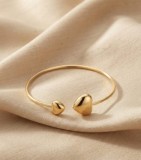 Cumpara ieftin Bratara Fixa din Argint 925 Placat cu Aur , zDouble Hearts Bangle, , 5.60g