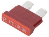 Siguranţă auto 7,5A 80VDC 19mm cupru cositorit
