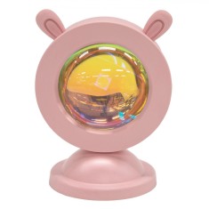 Proiector pentru camera copilului cu LED si efect curcubeu, urechi de iepure, roz, 8x11 cm, CMCLASS